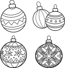 Christmas line elements vector, Christmas elements vector ,minimalist new year elements, line art christmas collection
