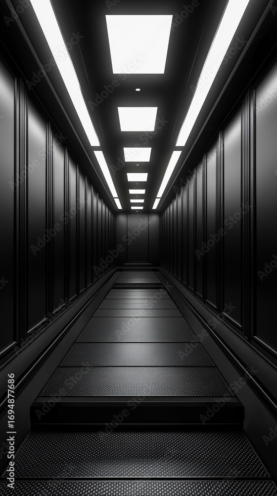 Aufkleber dark black empty architectural interior with minimalistic studio space featuring walls and floor for