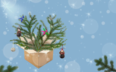  Cristmas decoration in cardboard box