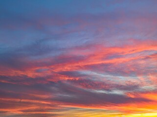 Colorful twilight sky with layered clouds