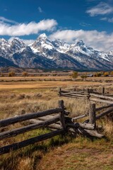 Mountain vista with rustic wooden fence