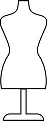 Black mannequin dress form icon , tailoring dummy vector fashion design tool style, includes sewing torso, clothing display, garment stand