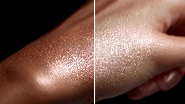 Close-up Comparison of Skin Texture on Two Skin Tones