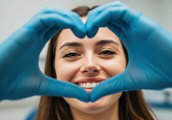 Woman making a heart shape with her hands