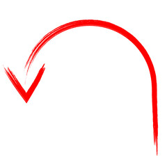 Red arrow pointing down isolated on transparent background