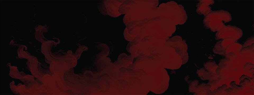 Mysterious gothic horror style red mist background with dark shadows