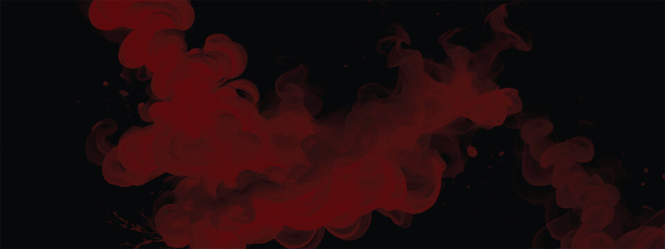 Abstract artistic design with thick red smoke cloud in spooky mood