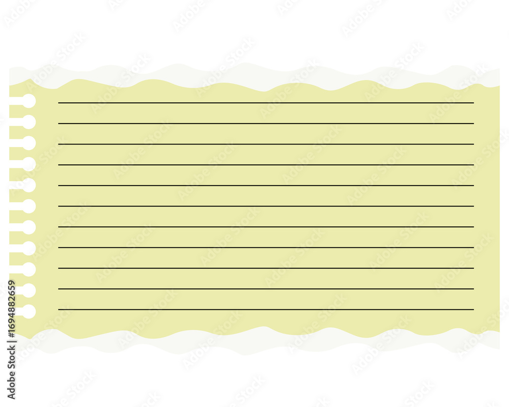 Poster yellow lined notepad paper isolated on transparent background