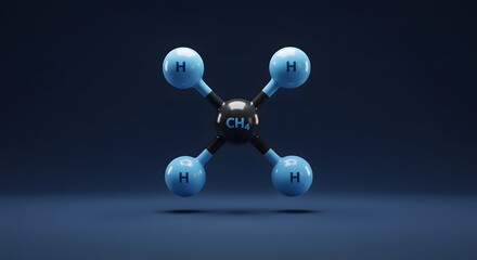 Chemical structure of methane molecule with four hydrogen atoms  