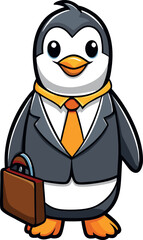 Fototapeta premium Adorable Business Penguin Holding Briefcase Ready for Work Adventures