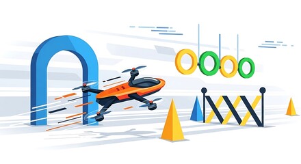 Drone obstacle course flight test.