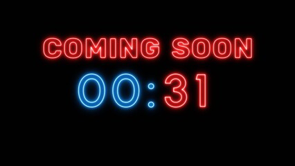 31 second countdown timer. Neon timer number 31 illustration.