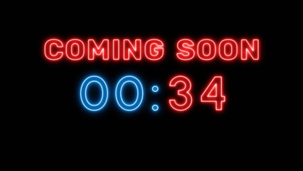 34 second countdown timer. Neon timer number 34 illustration.