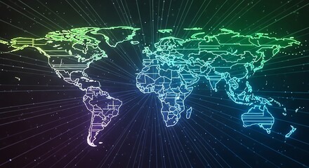 Global Network with Digital World Map.
