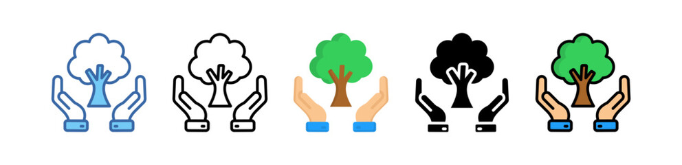 Tree Care Icon Multi Style Illustration