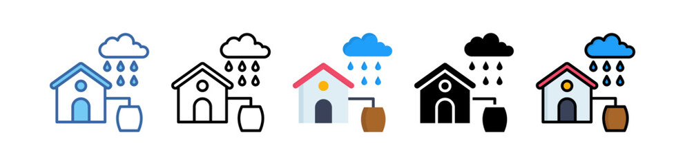 Rainwater Harvesting Icon Multi Style Illustration
