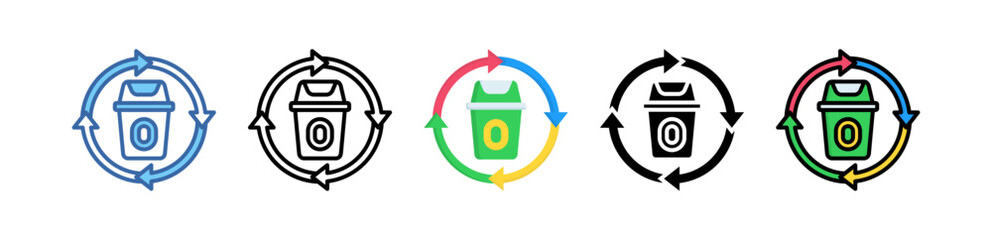 Zero Waste Icon Multi Style Illustration