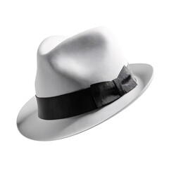 Obraz na płótnie Canvas White Fedora with Black Band 3d rendered, isolated on transparent background