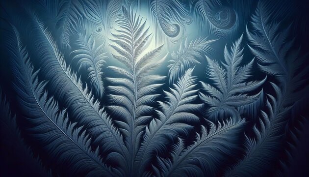 Frosted Windowpane Intricate frost patterns like ferns or feathe