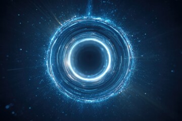 Obraz premium Abstract digital art of concentric rings in blue