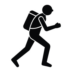 Man Running Backpack Vector Icon Isolated on White Background