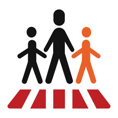 People Walking Across Road Icon Isolated on White
