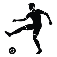 Football Player Kicking Ball Icon Isolated on White