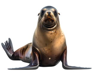 Firefly_ An isolated smiling sea lion looks on smugly - isolated on white or transparent back