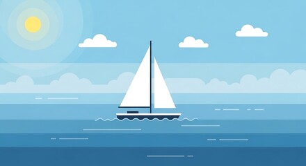 Sailboat Ocean Sunny Day Summer.