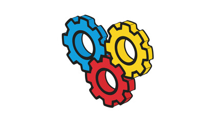 Obraz premium Colorful Interlocking Gears - A Symbol of Collaboration and Technology.