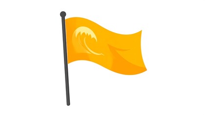 Orange flag with a wave design