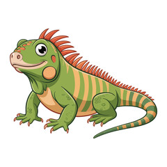 Fototapeta premium Green Iguana on White Background – Realistic Vector Illustration