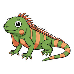 Obraz premium Green Iguana on White Background – Realistic Vector Illustration