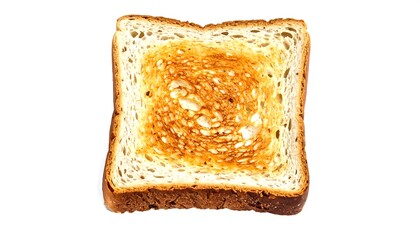 A square slice of toasted bread, showcasing golden-brown, crispy edges and a textured interior.