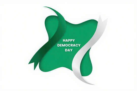 Happy democracy day nigeria green and white abstract design