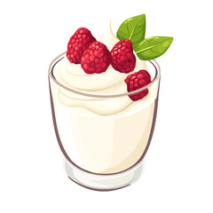 Yoghurt Parfait, flat 2D isometric cartoon vector image isolated on white background.