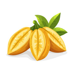 Starfruit, cartoon vector illustration, flat 2D isometric style, white background.