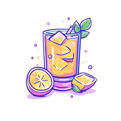 Sparkling Lemonade, 2D isometric flat cartoon vector illustration isolated on white background.