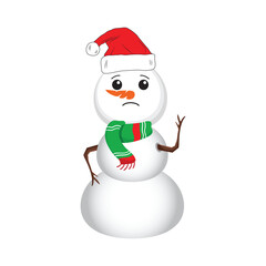 snowman with santa hat christmas vector