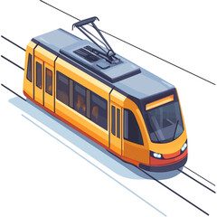 Fototapeta premium Tram, cartoon vector illustration, flat 2D isometric style, white background.