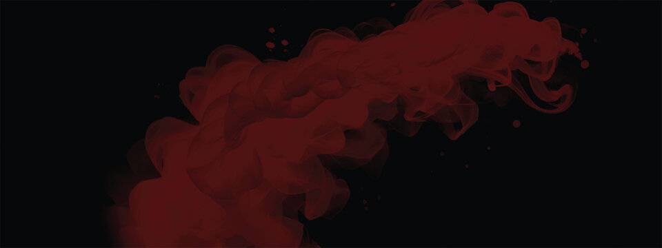 Intense red smoke cloud texture spreading across black background in abstract design
