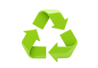 Isolated recyclable symbol with curved arrows, green eco recycle emblem concept