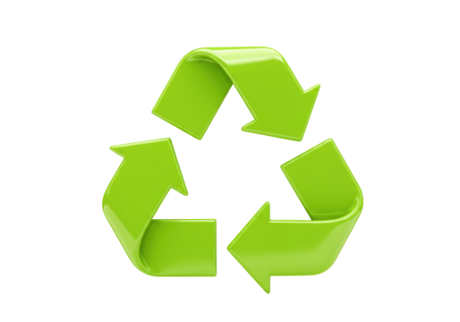 Isolated recyclable symbol with curved arrows, green eco recycle emblem concept
