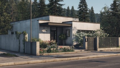 Obraz premium Modern concrete house on a sunny street