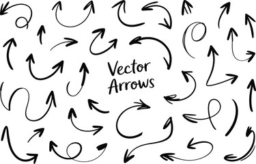 Collection of hand-drawn arrows pointing in various directions, conveying direction and movement.
