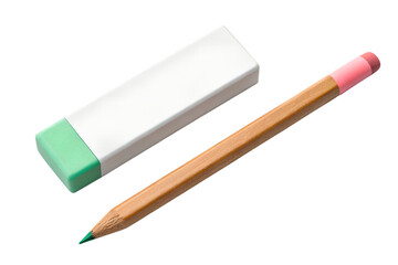 Pencil and eraser isolated on white background