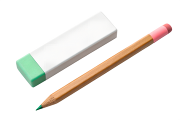 Pencil and eraser isolated on white background