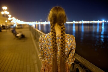 Moonlit river-hair transformation. Exploring seaside culture during summer getaways.