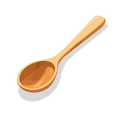 Wooden Spoon, vector graphic, 2D flat isometric cartoon illustration on white background.
