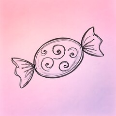 Elegant Hand-Drawn Candy Illustration A Sweet Treat on a Pastel Background